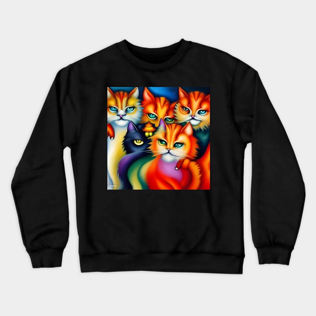 Colorful cats Crewneck Sweatshirt by FineArtworld7